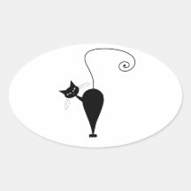 Black Whimsy Kitty 5 Stickers
