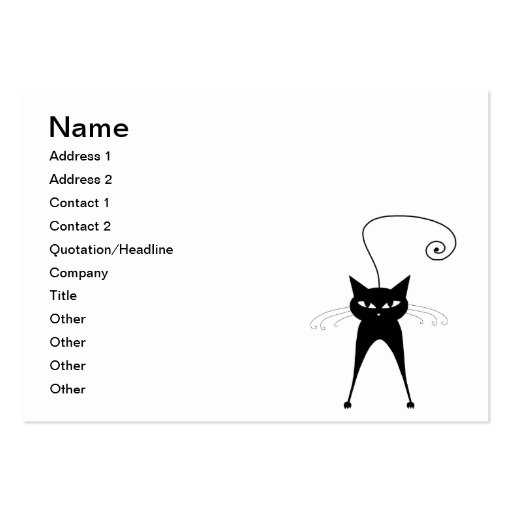 Black Whimsy Kitty 6 Business Card Templates