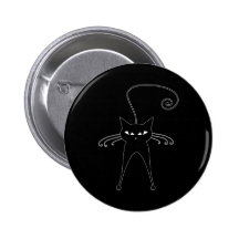 Black Whimsy Kitty 6 Button