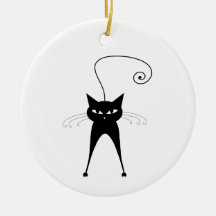 Black Whimsy Kitty 6 Christmas Tree Ornament