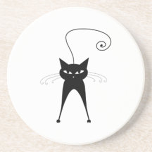 Black Whimsy Kitty 6 Coaster