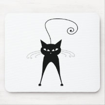 Black Whimsy Kitty 6 Mouse Pad