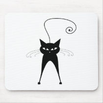 Black Whimsy Kitty 6 Mouse Pad