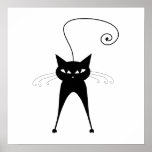 Black Whimsy Kitty 6 Print