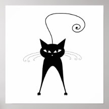 Black Whimsy Kitty 6 Print