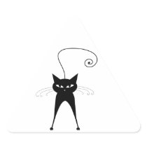 Black Whimsy Kitty 6 Triangle Stickers