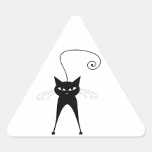 Black Whimsy Kitty 6 Triangle Stickers