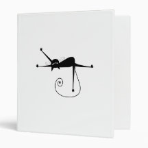 Black Whimsy Kitty 7 3 Ring Binder