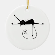 Black Whimsy Kitty 7 Christmas Ornaments