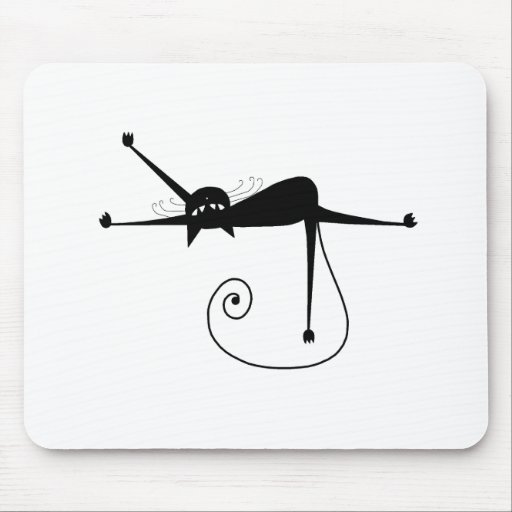 Black Whimsy Kitty 7 Mousepad