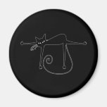 Black Whimsy Kitty 8 Magnet