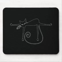 Black Whimsy Kitty 8 Mousepads