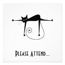 Black Whimsy Kitty 8 Personalized Invitation