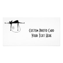 Black Whimsy Kitty 8 Personalized Photo Card