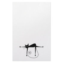Black Whimsy Kitty 8 Stationery Paper