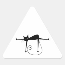 Black Whimsy Kitty 8 Triangle Stickers