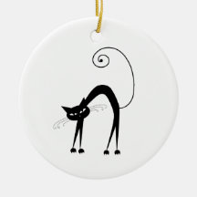Black Whimsy Kitty 9 Christmas Tree Ornaments