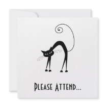 Black Whimsy Kitty 9 Personalized Invites