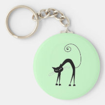 Black Whimsy Kitty 9 Key Chain