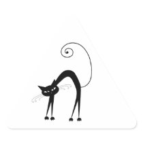 Black Whimsy Kitty 9 Triangle Stickers