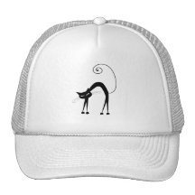 Black Whimsy Kitty 9 Trucker Hats