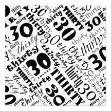 Black & White 30th Birthday Party Invitation