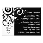 Black+White 5x7 Reverse Swirl 40 Party Invitations invitations