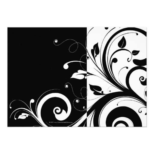 Black+White 5x7 Reverse Swirl 40 Party Invitations