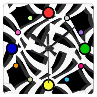 Black White Abstract Multicolor Wall Clock