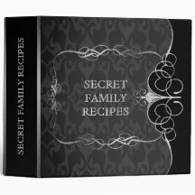 Black & White Abstract Pattern+Swirls Recipes Vinyl Binders