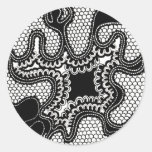 Black & White Abstract Snake Skin Pattern Round Stickers