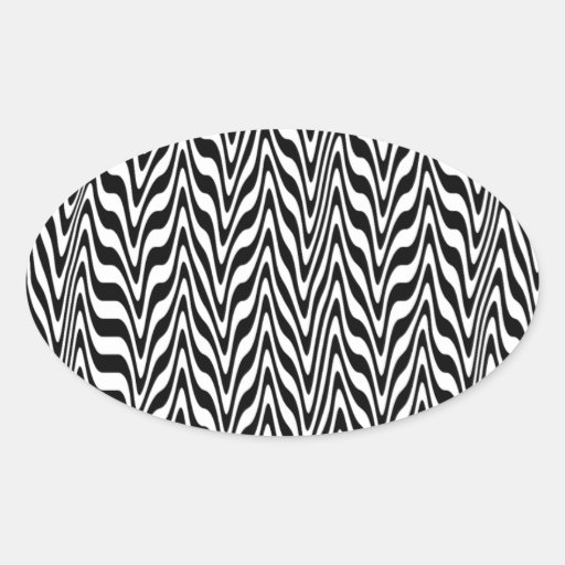 Black & White Abstract Zigzag Oval Stickers