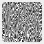 Black & White Abstract Zigzag Swirl Square Sticker