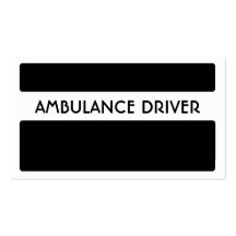 Black white ambulance driver simple business cards