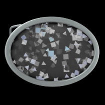 Black, White and Aqua Confetti Belt Buckle 