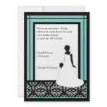 Black, White and Blue - Green Damask Bridal Shower Custom Announcement
