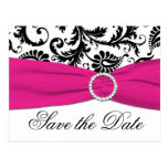 Black, White, and Fuchsia Save the Date Postcard