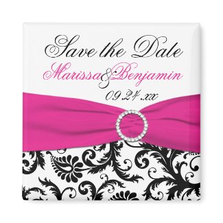 Black, White, and Fuchsia Wedding Favor Magnet magnet