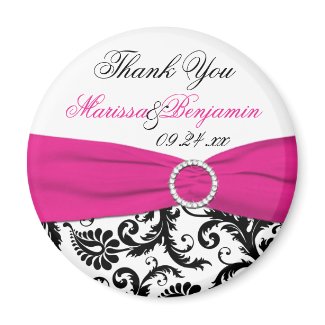 Black, White, and Fuchsia Wedding Favor Magnet magnet