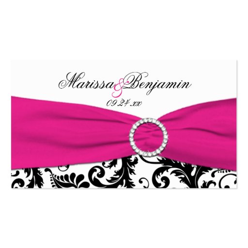 Black, White, and Fuchsia Wedding Favor Tag Business Cards (front side)