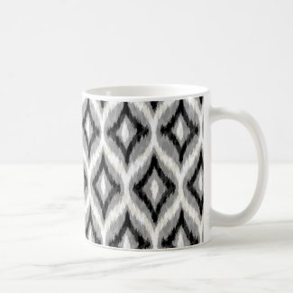 Black White And Gray Ikat Geometric Pattern Classic White Coffee Mug