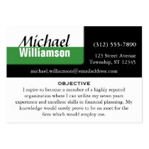Black White and Green Corner RESUME Cards business cards