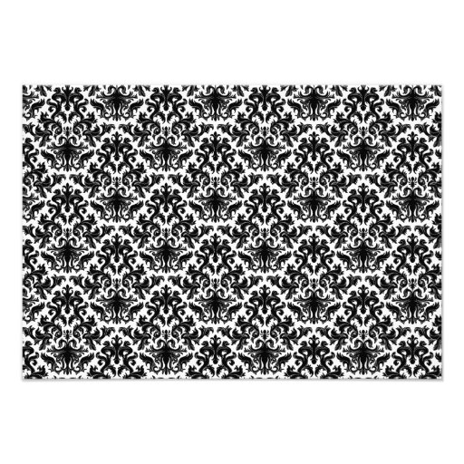 Black, White, and Green Damask RSVP Card Custom Invitations
