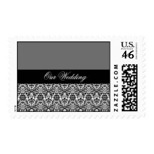 black,white and grey damask design 2 postage