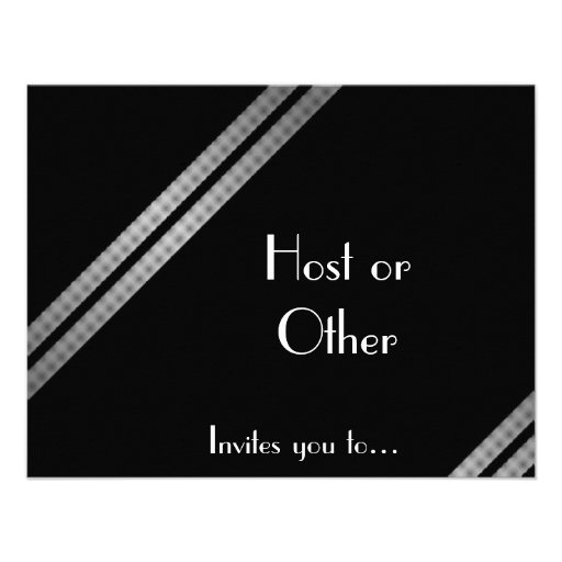 Black white and grey striped formal custom invite