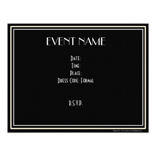 Black white and grey striped formal custom invite