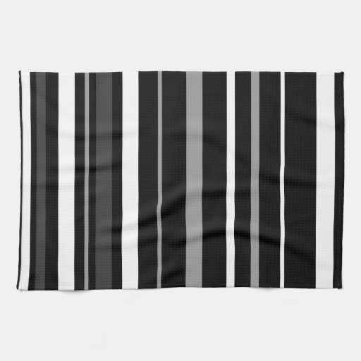 Black, white and grey stripes. kitchen towels Zazzle