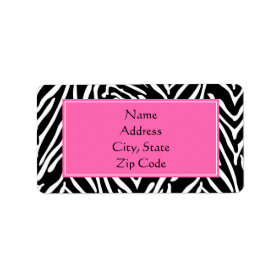 Black, White and Hot Pink Zebra Print Custom Address Label