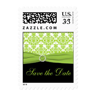 Black, White, and Lime Damask Save the Date stamp