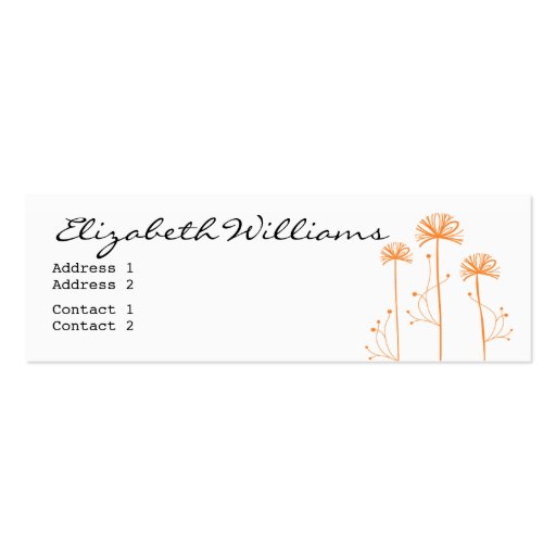 Black, White and Orange Floral Business Cards (front side)